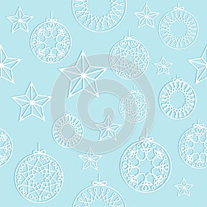 Christmas seamless pattern vector. Delicate paper cut like texture.