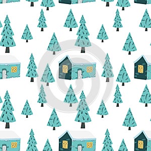 Christmas seamless pattern in vector. Winter season illustration