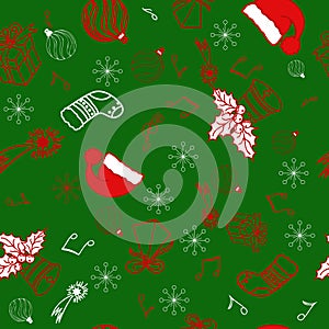 Christmas seamless pattern. White snowflakes on a red background.