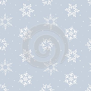 Christmas seamless Pattern. Winter Snowflake vector pattern. Flat line snowing icons, cute snow flakes repeat wallpaper