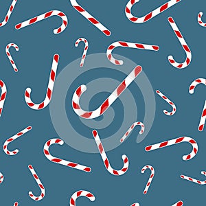 Christmas seamless pattern Winter theme Christmas sweet candy on a blue background New Year Christmas holiday festive wallpaper