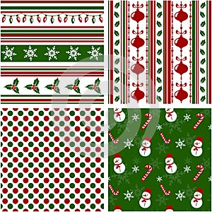 Christmas seamless patterns. Vector illustration.