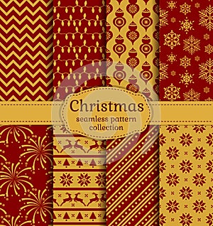 Christmas seamless patterns. Vector set.