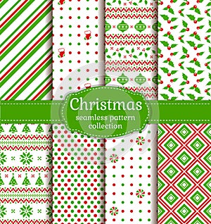 Christmas seamless patterns. Vector set.