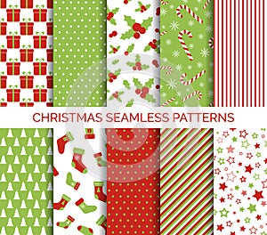 Christmas seamless patterns vector set