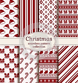 Christmas seamless patterns. Vector set.