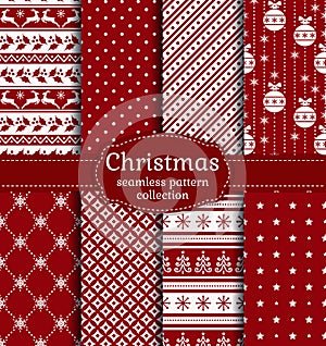Christmas seamless patterns. Vector set.