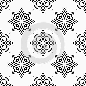 Christmas seamless snowflakes pattern. Holiday design. Vector monochrome background