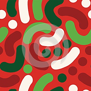 Christmas Seamless vector abstract handdrawn background. Curved