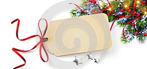 Christmas Season Gift Tag on holidays background