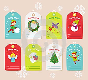 Christmas Set Decorative Elements On Gift Cards