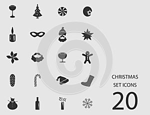 Christmas set of flat icons. Vector illustration