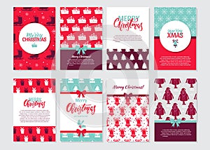 Christmas set of greeting cards with holiday decorative elements