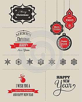 Christmas set - labels, emblems and elements