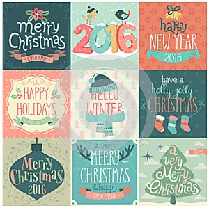 Christmas set - labels, emblems and other decorative elements.