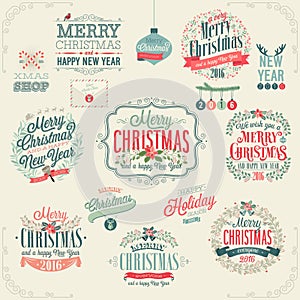Christmas set - labels, emblems.
