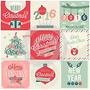 Christmas set - labels, emblems and other decorative elements.