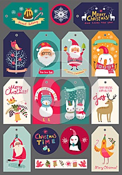 Christmas set of labels and stickers