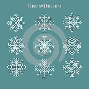 Christmas set with snowflackes graphic elements.