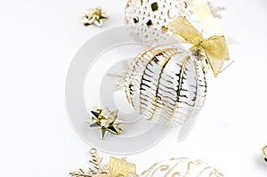 Christmas set with white and gold decorations