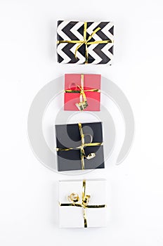 Christmas set with white, red and black gifts