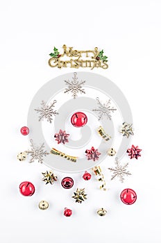 Christmas set with white, red and gold decorations