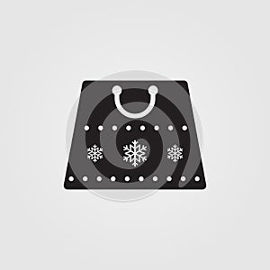 Christmas shopping bag icon. Perfect shopping bag symbol for winter sale discounts concept