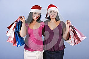 Christmas shopping happy women