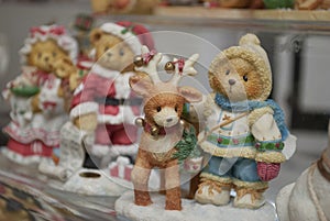 Christmas shopping, little bears and deer close up