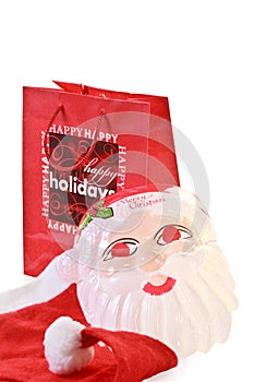 Christmas shopping with Santa Claus mask and cap