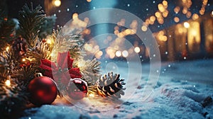 Christmas Sign. Blank sign with Christmas decorations