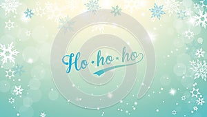 Christmas silver background with snowflakes and decent blue Merry Christmas text