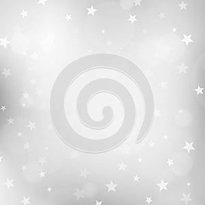 Christmas silver blurred background with stars