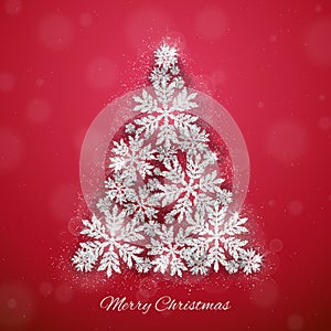 Christmas silver glittering snowflakes background