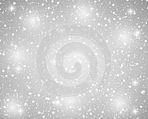 Christmas silver shiny background with snowflakes and stars