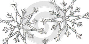 Christmas silver snowflake shape decoration isolated on white background