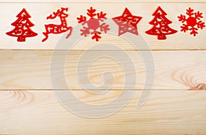 Christmas simbols on wood