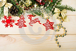Christmas simbols on wood photo