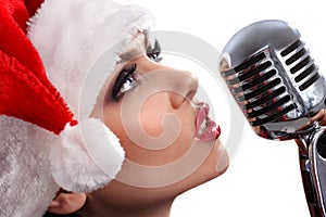 Christmas Singer with microphone