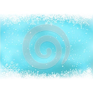 Christmas sky snow blue frame with snowflakes