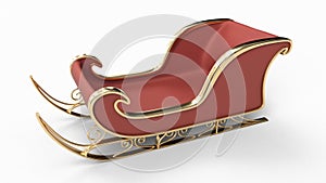 The christmas sleigh, Santa\'s Sled, 3d render. isolate on white