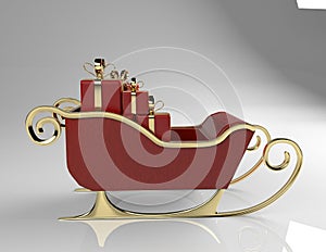 Christmas sliegh,sled with gifts,3d render