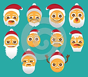 Christmas Smiley face icons isolated on white background