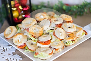 Christmas snack donit bread with meat and veggy