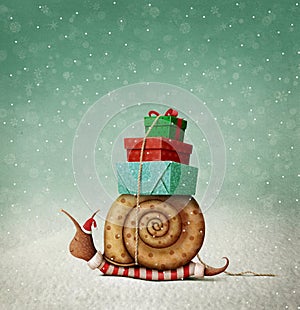 Christmas Snail and gifts.