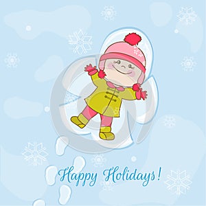 Christmas Snow Angel Baby Card