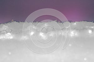 Christmas Snow Background with Lights and Purple