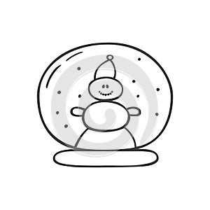 Christmas snow ball in doodle sketch style
