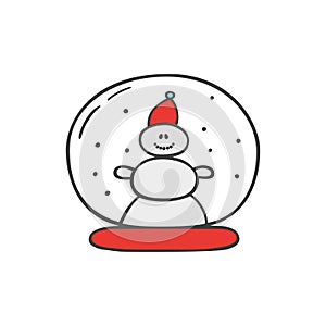 Christmas snow ball in doodle sketch style