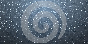 Christmas snow. Falling snowflakes on dark background. Snowfall. Vector illustration